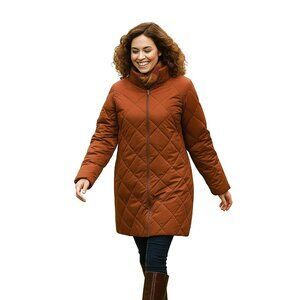 Orolay Quilted Down Womens XL Jacket Coffee Brown Lightweight Warm